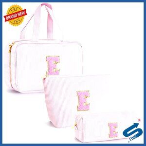 Personalized Toiletry Bag Set Canvas Travel Organizer Monogram Cosmetic Case